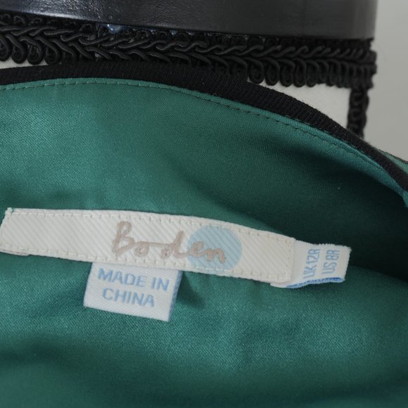 Boden Green Black Embroidery Design Short Sleeve Size 8 Boho Dress - Picture 2 of 12